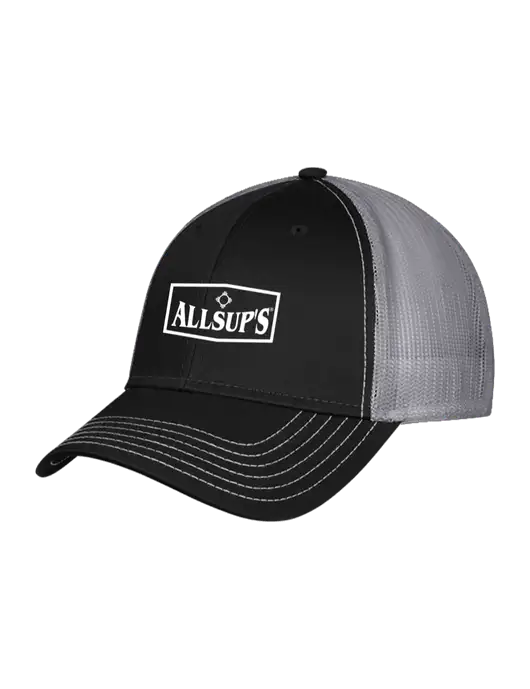 Black & Grey Mesh Trucker Cap Snap Back w/ALLSUP'S Logo