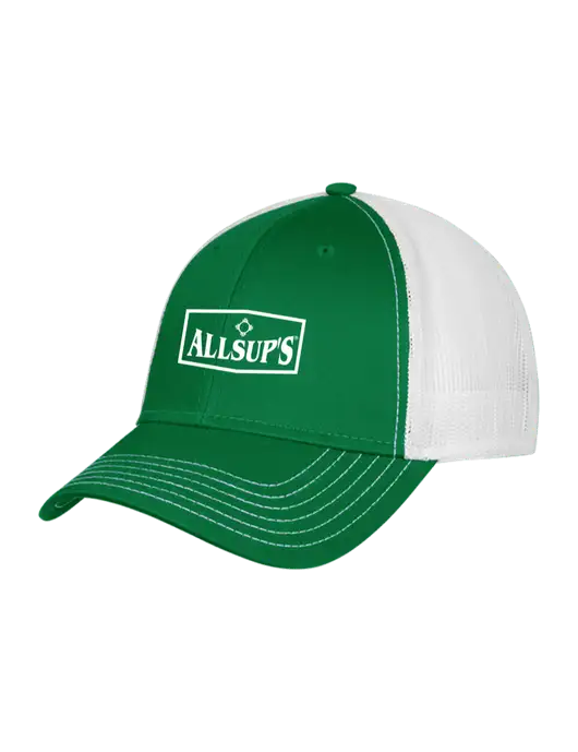 Kelly & White Mesh Trucker Cap Snap Back w/ALLSUP'S Logo