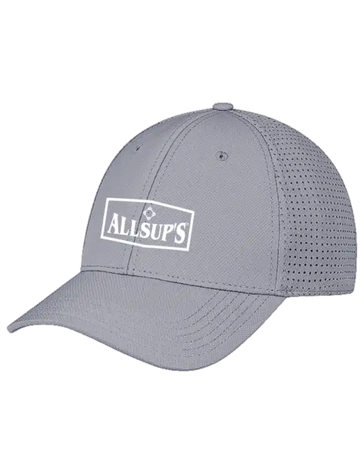 Grey Performance Stretchable Cap Hook & Loop w/ALLSUP'S Logo