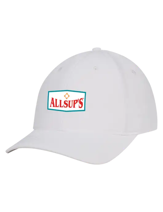 White Nylon Twill Performance Cap w/ALLSUP'S Logo