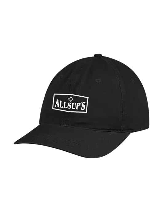 Garment Washed Unstructured Twill Black Cap w/ALLSUP'S Logo