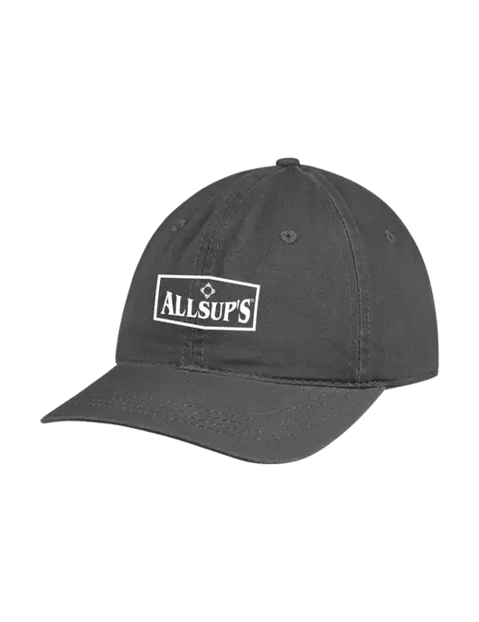 Garment Washed Unstructured Twill Charcoal Cap w/ALLSUP'S Logo
