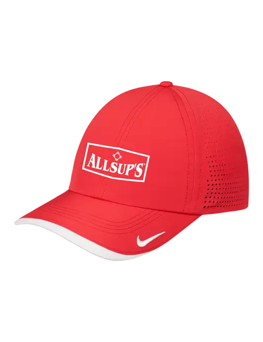 Nike Red/White Dri-FIT Perforated Performance Cap w/ALLSUP'S Logo