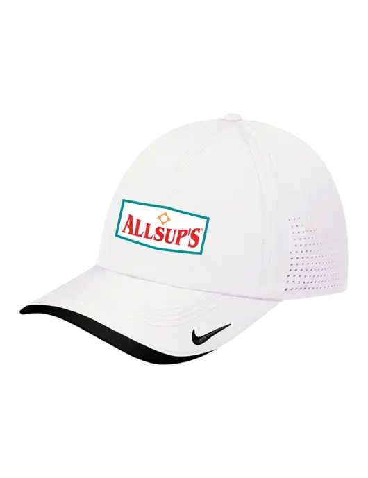 Nike White/Black Dri-FIT Perforated Performance Cap w/ALLSUP'S Logo