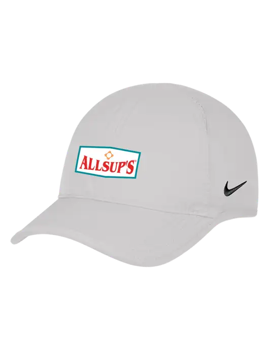 Nike White Featherlight Cap w/ALLSUP'S Logo